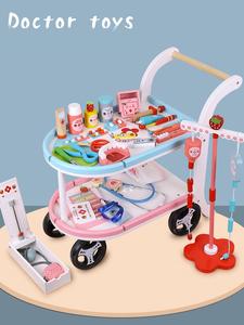 लकड़ी सिमुलेशन मेडिकल कार भूमिका डॉक्टर और नर्स खेलने घर केक गाड़ी खिलौना - Product Image 4