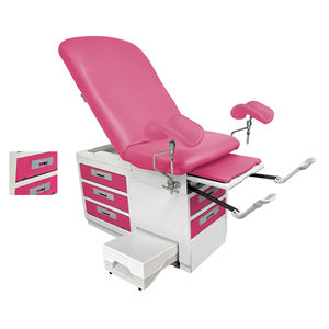 Kursi meja ujian ginekologi furnitur rumah sakit dengan tempat tidur ujian Dokter konstruksi baja dengan sanggurdi laci untuk penggunaan medis - Product Image 3