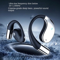 Earphone Nirkabel Open-ear Tahan Air IPX5 Bertenaga AI Terlaris, Kontrol Suara, Layar Digital, Desain Pengait Telinga