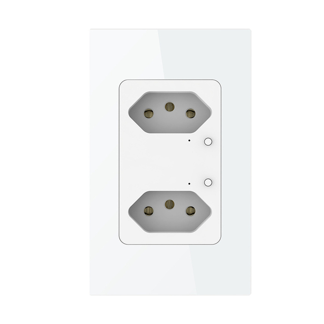 2025 Tuya  Wifi   Brazil Standard  Double Smart WiFi Wall Socket  with Energy Meter