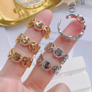 Anelli seguace da uomo regolabili alla moda oro giallo rodio argento placcato con zircone materiale principale gioielli in ottone - Product Image 1