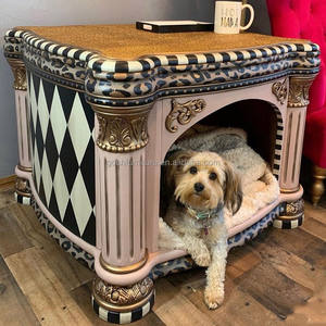 Cuccia per Animali in Legno Massello Intagliato Stile Europeo, Nido per Gatti in Legno Massello, Lussuoso Letto per Cani - Product Image 1