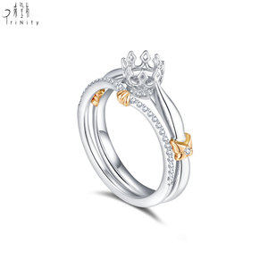 Juego de anillos clásicos de diseño moderno de oro blanco amarillo de 18 quilates recién llegado 2 piezas joyería de diamantes naturales reales Aniversario de fiesta de boda - Product Image 3