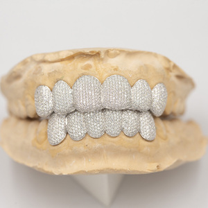 Hiphop Jewelry 925 Sterling <b>Silver</b> Gold Plated Custom Diamond Grillz For Teeth Iced Out VVS D Color Moissanite Grillz for Men - Product Image 2