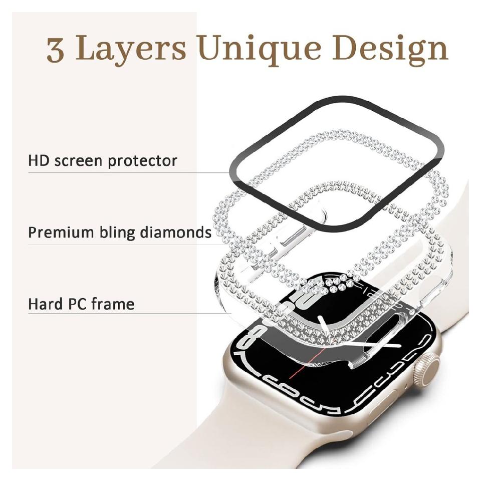Plastic Hard Watch Cover Protector with Glass Diamond Watch Case for ...