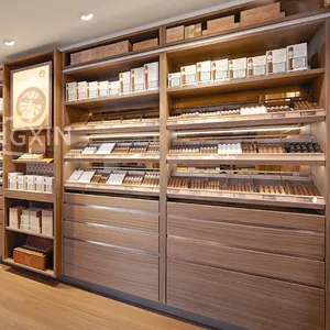 Tobacco Cigarette Shop Design Furniture Custom Smoke Cigar Shop Display Showcase Humidor Cabinet Display For Sale
