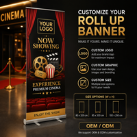 Support de bannière déroulante rétractable en aluminium léger à base large, panneau publicitaire vertical sur pied pour stand de salon professionnel