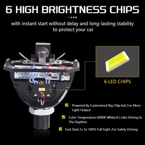 Sanvi Factory Low Price High Quality 2.5 Inch S6 Pro Bi <b>Led</b> <b>Projector</b> Lens 6000K 48W/pcs <b>Led</b> Lens Headlights for Car Lighting - Product Image 3