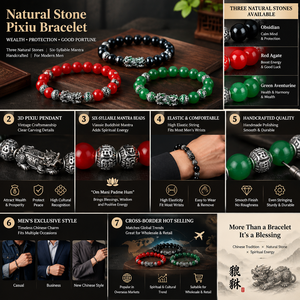 Bracelet tendance pour homme en pierre œil de tigre, perles Bouddha, six caractères de la vraie parole, obsidienne vintage, trésor de la petite fée, ornements en argent - Product Image 3