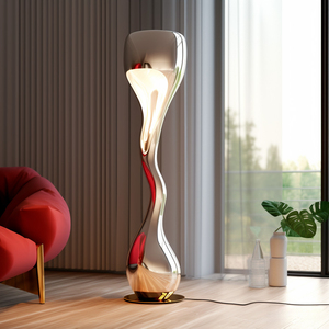 Modern Stainless Steel Floor Lamp with Adjustable Height Dimmable LED <b>Light</b> White Dome Shade <b>Waterproof</b> & DIY for Warehouse Use - Product Image 6