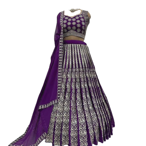 El último diseñador Faux Georgette Thread Sequence Work Lehenga Choli de FabZone - Product Image 1