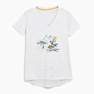 Womens V Neck T Shirt 180 GSM Cotton Polyester Neppy Jersey Short Sleeve Regular Fit Custom Logo - Product Image 1