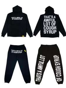 Hochwertiges 'Awful Lot of Cough Syrup' Hoodie-Hosen-Set mit Baumwolldruck, Individueller Grafik-Sweater und Hoodie für Herren - Product Image 3