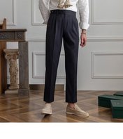 Celana Kerja Pria Musim Gugur, Pinggang Sedang, Formal, Kancing, Ringan, Kanvas Anti Air, Multi-Kantong, Serbaguna, Katun Worsted
