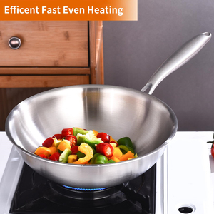 Wok de acero inoxidable de tres capas de buena calidad, utensilios de cocina duraderos, sartén antiadherente para cocinar - Product Image 5