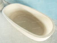 Baignoire autoportante SH STONE en travertin romain beige personnalisée pour villa, hôtel, appartement – Décoration intérieure de salle de bain