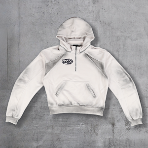 Vente en gros de sweat-shirts à capuche unisexes surdimensionnés en molleton français 100% coton, délavés à l'acide, vintage, avec fermeture éclair - Product Image 2