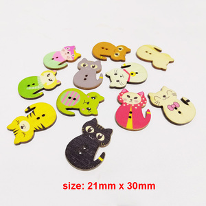 Hot Bán Phụ Kiện Tự Làm Retro 2 Lỗ Phẳng Trở Lại Mèo Hình Nút Gỗ Cho Sổ lưu niệm Thủ Công - Product Image 3