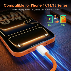 Câble de charge rapide USB-C vers USB-C 60W, tressé en nylon, couleur orange assortie, 1 mètre, câble de données durable pour ordinateur, téléphone et tablettes - Product Image 6