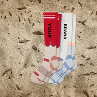Chaussettes de ski chaudes d'hiver pour jeunes, à compression, hauteur genou, tricotées, avec logo personnalisé, mélange de coton, tube long, thermiques