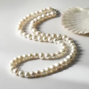 Elegante fantasia 8-9mm grande vera collana di perle d'acqua dolce naturale all'ingrosso di perle d'acqua dolce