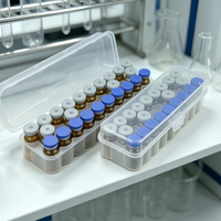 Caja Rectangular Transparente de Plástico PP para Polvo Liofilizado, Estuche para Viales de Polvo de Péptidos, Venta al por Mayor, OEM, ODM, Personalizado, 3 ml, 24 Viales