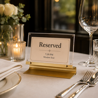 Support de signalisation magnétique en acrylique avec base, cadre transparent double couche pour menu, numéro de table, signalisation « réservé »
