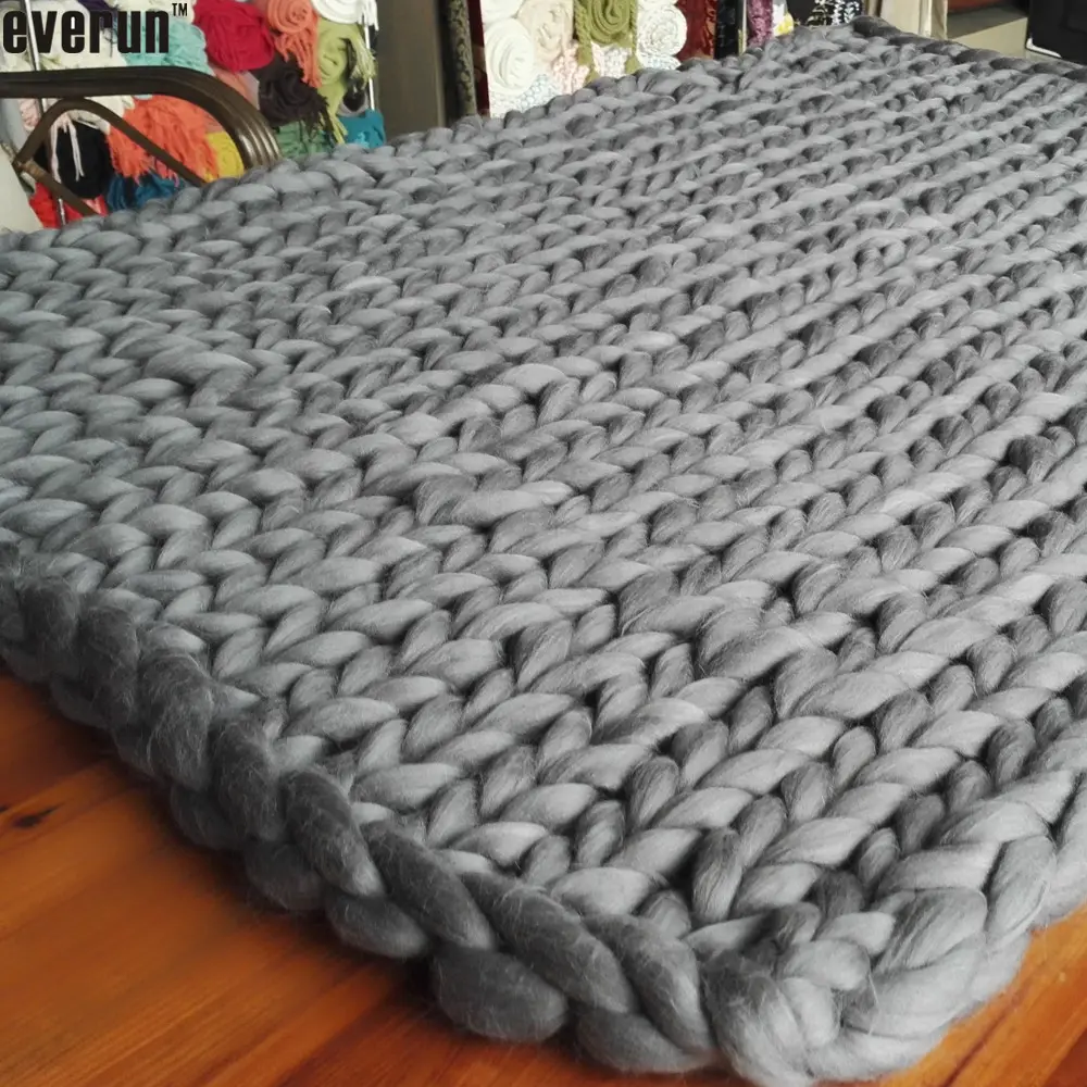 Top Quality big super chunky blanket 100% merino wool perfect hand knit throw blanket