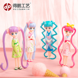 Figuras de Plástico de Dibujos Animados en Miniatura, Bellezas en Kimono, Decoraciones para Pasteles, Accesorios para Fiestas de Cumpleaños - Product Image 4