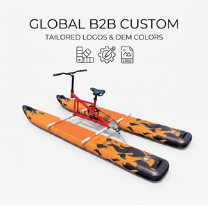 Sofort lieferbares orangefarbenes Flammen-Twin-Ponton-<span class=keywords><strong>Hydrobike</strong></span> für eine Person – aufblasbares Wasserfahrrad zum Pedeln, Surfen und für den Einsatz auf dem Wasser aus Aluminiumlegierung - Product Image 4
