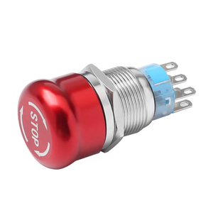 Interruptor de botón giratorio rojo tipo hongo, parada de emergencia, 220V/110V, con retención, 3 pines, mecánico, CE IP65, terminal de pin, 3A - Product Image 2
