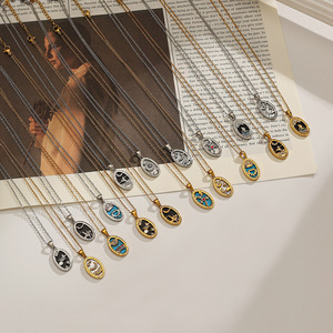 สร้อยคอสแตนเลสสตีล ดีไซน์รูปไข่ ชุบทอง 18k สำหรับผู้หญิง สวมใส่ได้ทุกวัน สร้อยคอจี้สวยงาม - Product Image 3