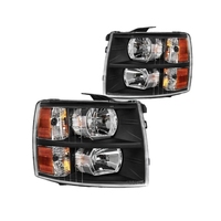 Kit Lampu Depan Amber Otomatis, Lampu Belakang, Casing Hitam, Lensa Fender Samping untuk Perakitan Lampu Depan Chevy Silverado Avalanche 2003-2006
