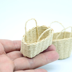 Casa de muñecas ecológica de alta calidad, cesta tejida en miniatura, cesta de transporte para niños, Mini juguete, decoración de paisaje de vida - Product Image 2