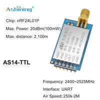 AS14-TTL 2.4G 2km portée de transmission lora irrigation sans fil lora module radio émetteur et récepteur uhf
