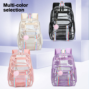 Sac à dos transparent en PVC, grande capacité, imperméable, style frais, tendance, décontracté, pour étudiants, idéal pour l'extérieur - Product Image 1