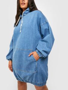 100% Cotton Women Sexy Hot Plus Size Jean <strong>Wrap</strong> <strong>Skirt</strong> Blue High Waisted Side Split Denim Midi <strong>Skirt</strong> - Product Image 5