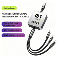 Câble de données USB Type C rétractable télescopique 3 en 1 100W 3A à charge rapide pour téléphone portable, ordinateur et batterie externe