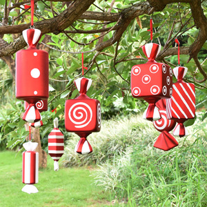 Décorations de Noël, accessoires de scène, bar, robe de mariée, accessoires, 32 cm, rouge et blanc, décorations de Noël peintes, pendentif - Product Image 1