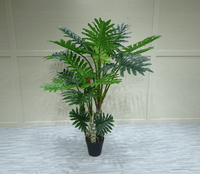 Tanaman Artifisial dalam Pot Besar, Pohon Palsu, Tanaman Lantai, Philodendron Palsu, Daun Taro Hijau, Bonsai dengan Penampilan Daun yang Realistis