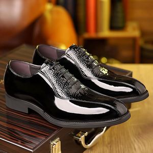 Zapatos de Vestir de Cuero Genuino para Hombre, Diseño de Moda 2025, con Cordones, Punta en Pico, Lujosos, Formales, para Oficina, Impermeables, que Aumentan la Estatura - Product Image 3