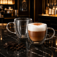 Tasses en verre borosilicate à double paroi résistantes à la chaleur, très vendues, pour café et lait
