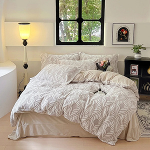 Set di biancheria da letto <span class=keywords><strong>4</strong></span> pezzi in finto velluto di coniglio e copripiumino in velluto intagliato morbido e ispessito Set di biancheria da letto per l'inverno - Product Image 2