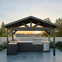 Outdoor-Küchenset aus 304 Edelstahl mit Kühlschrank, Grill, Spüle und Aluminiumlegierungs-Überdachung