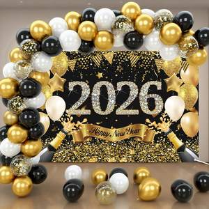 بالونات ذهبية عيد ميلاد 50 ، لافتة زينة قماش خلفية لمناسبات السنة الصينية الجديدة - Product Image 2