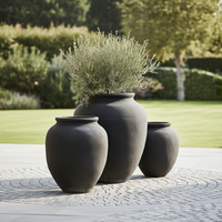 Ensemble de jardinières en FRP personnalisées, grand format, noir mat, pour extérieur, jardin commercial, hôtel, patio, aménagement paysager, pot de fleurs, vente en gros OEM