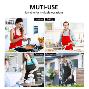 Tablier pour adulte avec poche, haute qualité, personnalisable, impression sur toile, pour jardinage, cuisine, noir, pour le nettoyage, sur mesure - Product Image 5