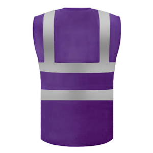 Gilet de sécurité tricoté respirant et réfléchissant SMASYS pour travaux de construction, avec logo personnalisé, haute visibilité, violet, faible MOQ - Product Image 6