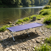 Lit de camping robuste pour une personne, pliable, avec cadre en X renforcé en alliage d'aluminium, tissu Oxford 600D, capacité de charge de 150 kg