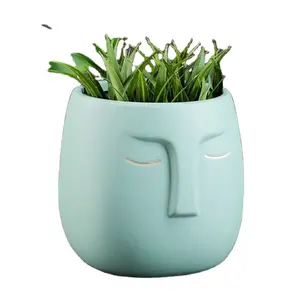 OEM Garden plant pot monochrome pagan face copper small hand planter flower pot plants holder gifts planter